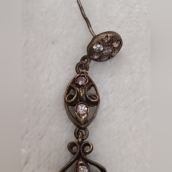 Antique Paste Chandelier Earrings With Clear & Red Stones ***READ DESCRIPTION*** - Picture 15 of 16